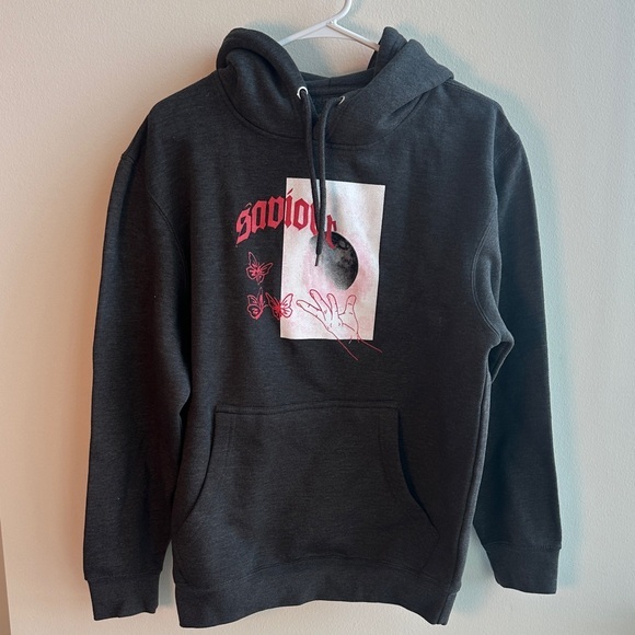 Fashion Nova Charcoal Hoodie with Pink Graphic - Picture 1 of 2